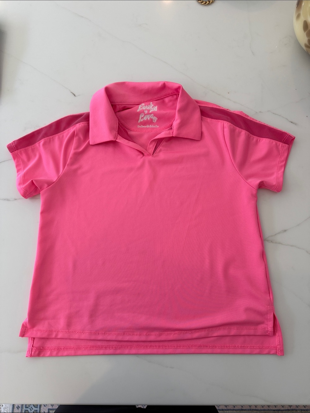 Lucky in Love Girls' Hot Pink Polo Short Sleeve Top